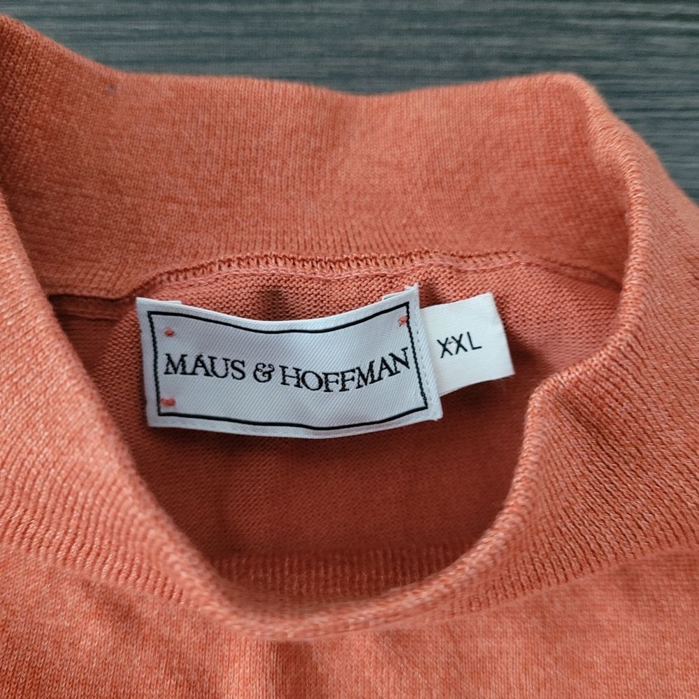 Maus And Hoffman Mock Neck knit Sweater Orange Men's XXL Lightweight Pullover - Picture 3 of 7
